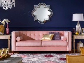 pink-velvet-couch-mid-century-modern