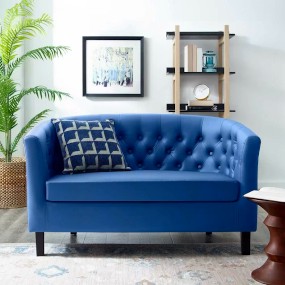 blue-leather-loveseat