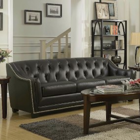 black-faux-leather-couch